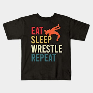 Eat Sleep Wrestle Repeat - Wrestling Lover Kids T-Shirt